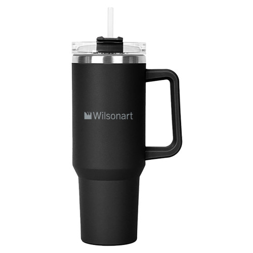 Hippo Black Mug & Straw Lid with Twist Closure 40 oz-Wilsonart Engraved