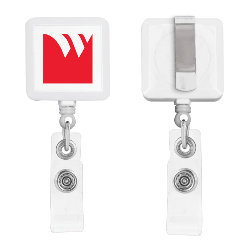 White Square Retractable Badge Holder-Icon