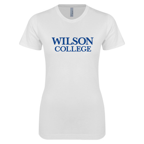  Next Level Womens White Boyfriend Tee - Wilson College Primary Mark