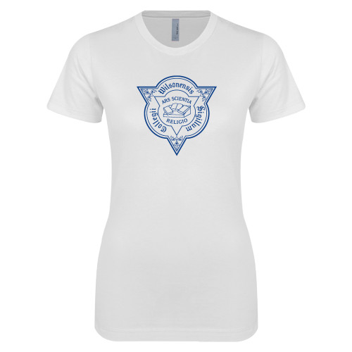  Next Level Womens White Boyfriend Tee - Wilson College Seal
