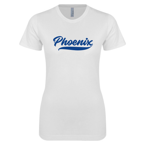  Next Level Womens White Boyfriend Tee - Wilson College Phoenix Script