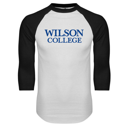  White/Black Raglan Baseball T Shirt - Wilson College Primary Mark