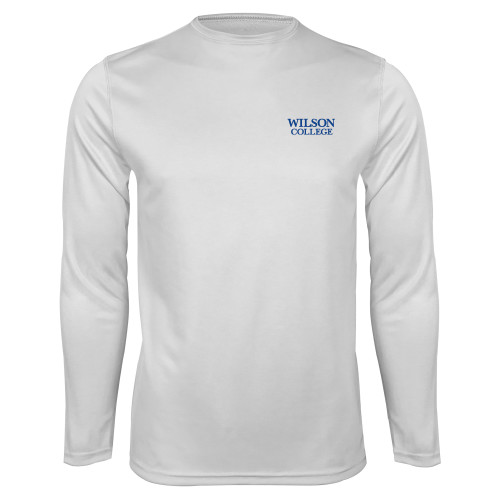 White Performance Long Sleeve Shirt - Wilson College Primary Mark
