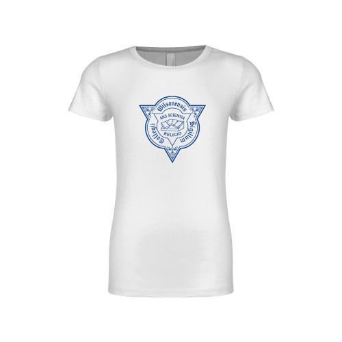  Next Level Girls White Fashion Fit T Shirt - Wilson College Seal