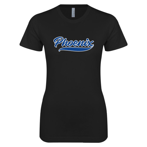  Next Level Womens Black Boyfriend Tee - Wilson College Phoenix Script