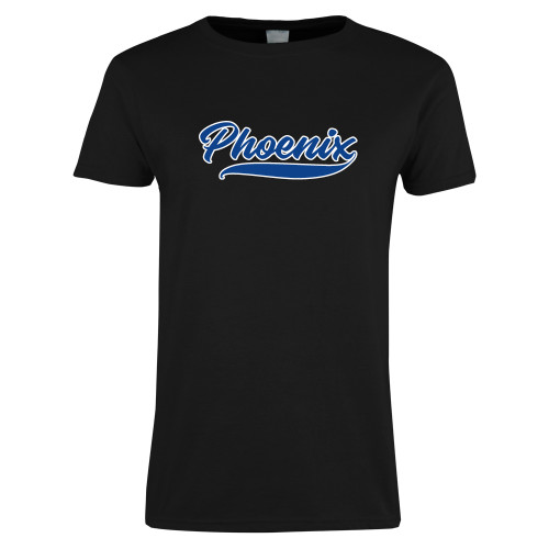  Womens Black Short Sleeve Tee - Wilson College Phoenix Script