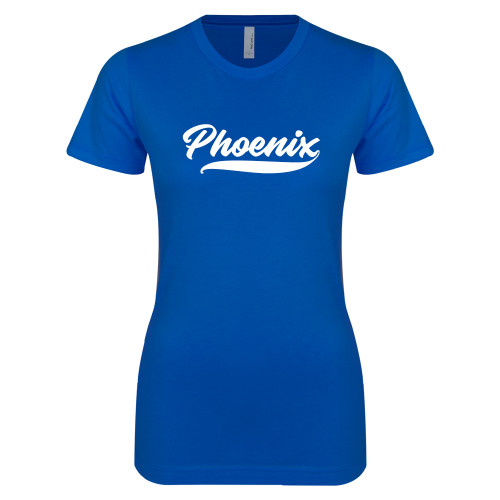  Next Level Womens Royal Boyfriend Tee - Wilson College Phoenix Script