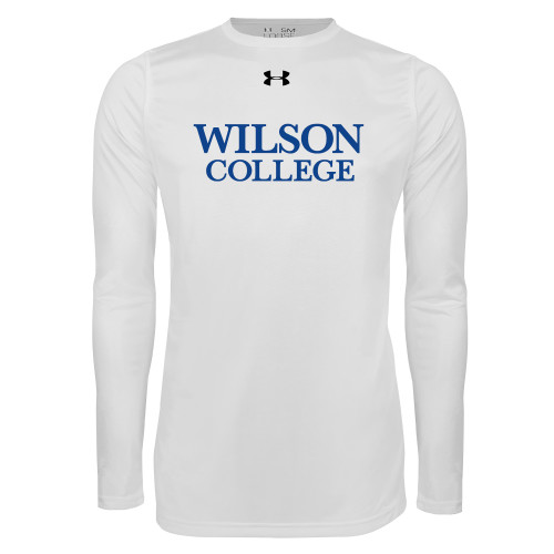  Under Armour White Long Sleeve Tech Tee - Wilson College Primary Mark