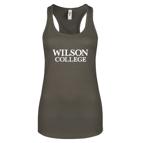  Next Level Womens Charcoal Racerback Tank - Wilson College Primary Mark