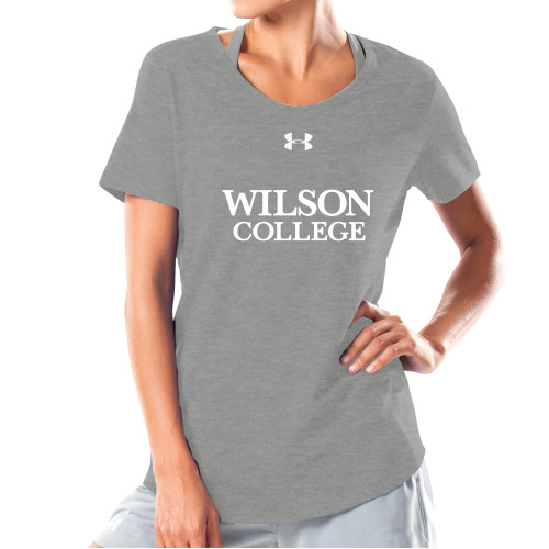  Under Armour Womens Grey Charged Cotton Tee - Wilson College Primary Mark