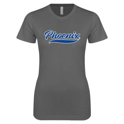  Next Level Womens Charcoal Boyfriend Tee - Wilson College Phoenix Script