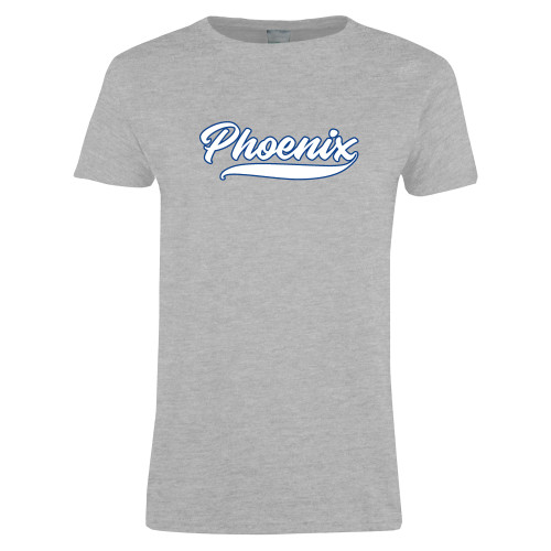  Womens Grey Short Sleeve Tee - Wilson College Phoenix Script