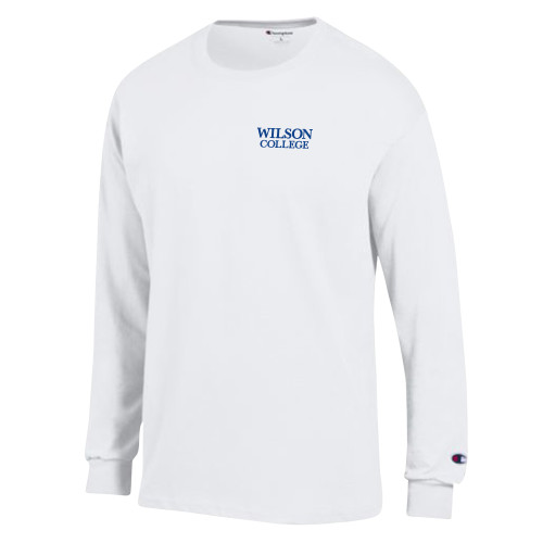  Champion White Long Sleeve T Shirt - Wilson College Primary Mark