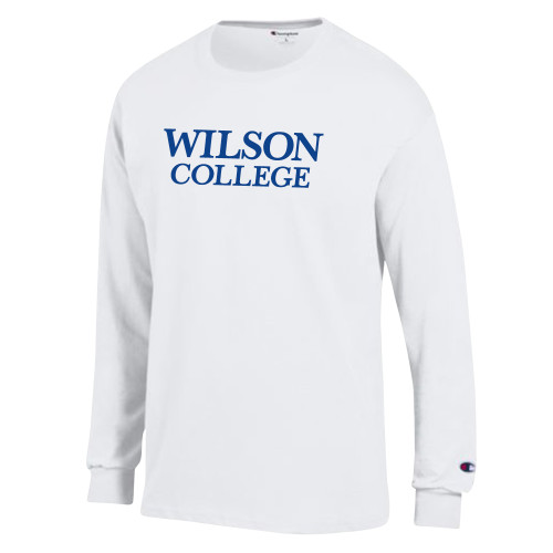  Champion White Long Sleeve T Shirt - Wilson College Primary Mark