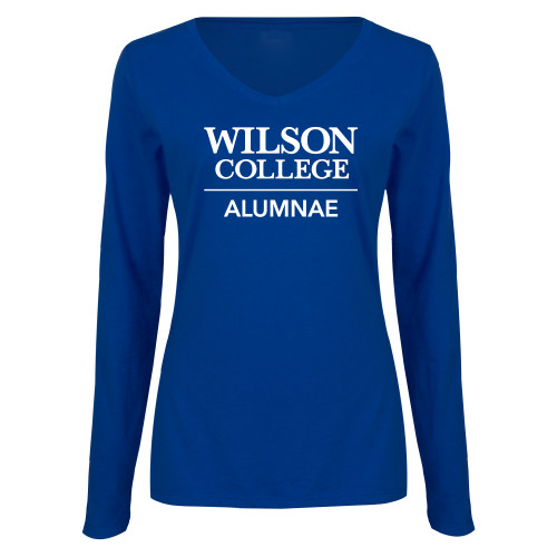  Womens Royal Long Sleeve V Neck Tee  - Wilson College Alumnae