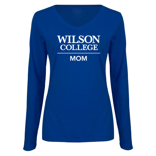  Womens Royal Long Sleeve V Neck Tee  - Wilson College Mom