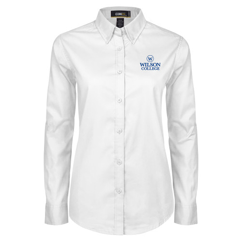  Womens White Twill Button Down Long Sleeve - Official Artwork -