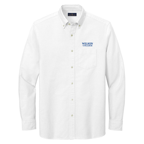  Brooks Brothers Mens White Casual Oxford Cloth Shirt - Wilson College Primary Mark