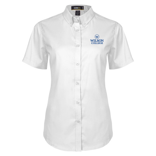  Womens White Twill Button Up Short Sleeve - Official Artwork -