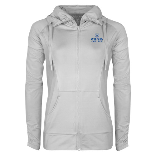  Womens White Sport Wick Stretch Full Zip Jacket - Official Artwork -