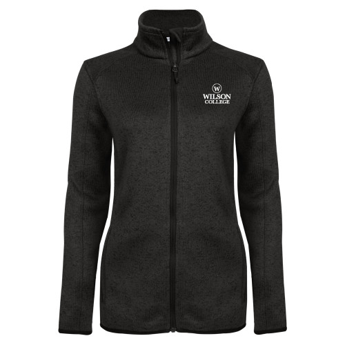  Womens Black Heather Fleece Jacket - Wilson College Embroidery Mark