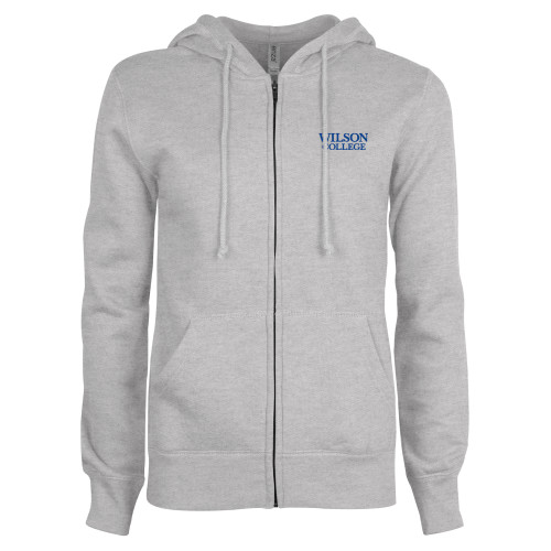  ENZA Womens Grey Fleece Full Zip Hoodie - Wilson College Primary Mark