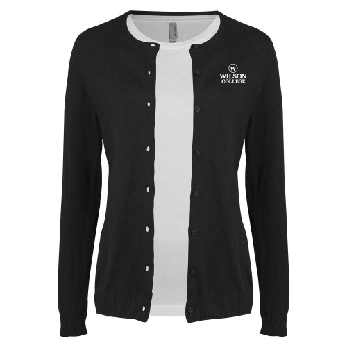  Womens Black Cardigan Sweater - Wilson College Embroidery Mark