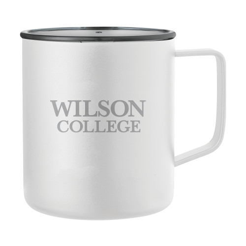  Rover Camp Vacuum Insulated White Mug 14oz - Wilson College Primary Mark Engraved