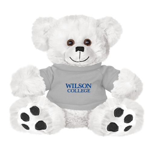  Plush Big Paw 8 1/2 inch White Bear w/Grey Shirt - Wilson College Primary Mark