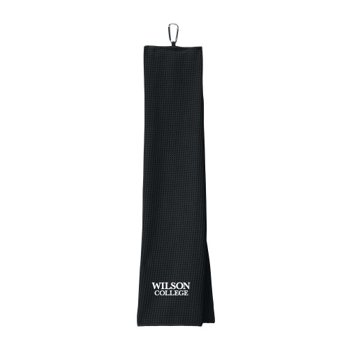  Black Waffle Microfiber Golf Towel - Wilson College Primary Mark