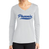 Thumbnail image for  Womens White Performance Long Sleeve V Neck Shirt