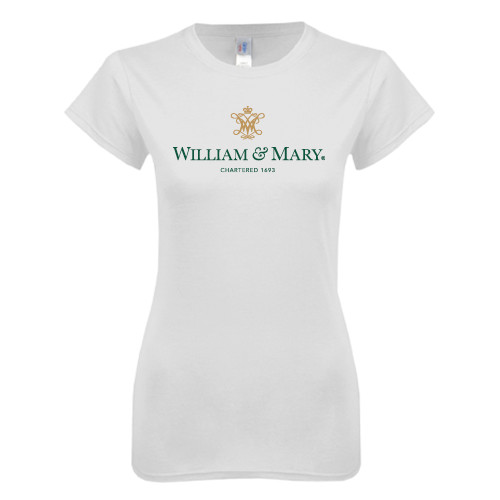  Next Level Womens White Boyfriend Tee - Chartered Logo