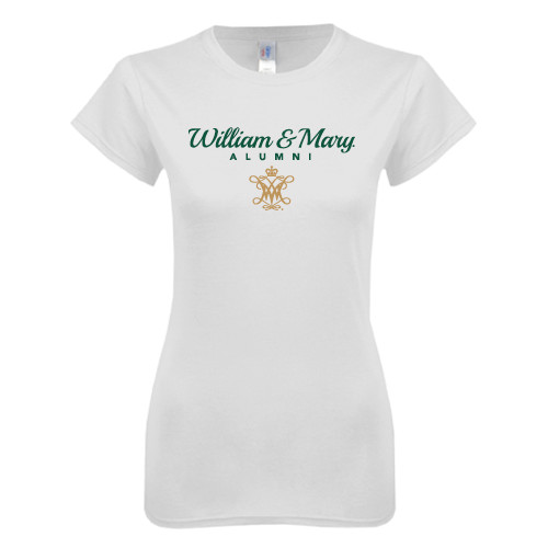  Next Level Womens White Boyfriend Tee - William & Mary Script Alumni
