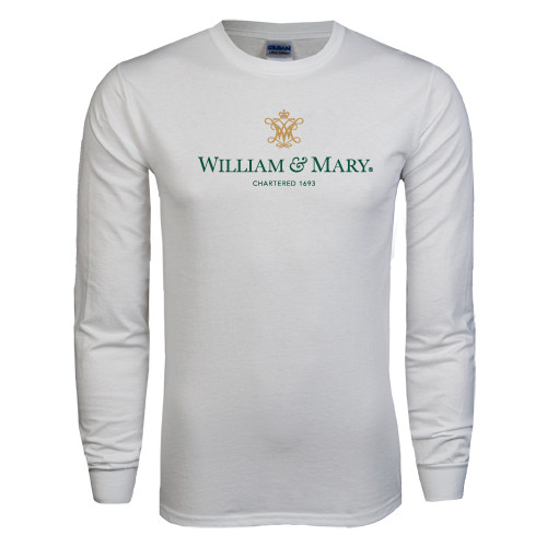  White Long Sleeve T Shirt - Chartered Logo
