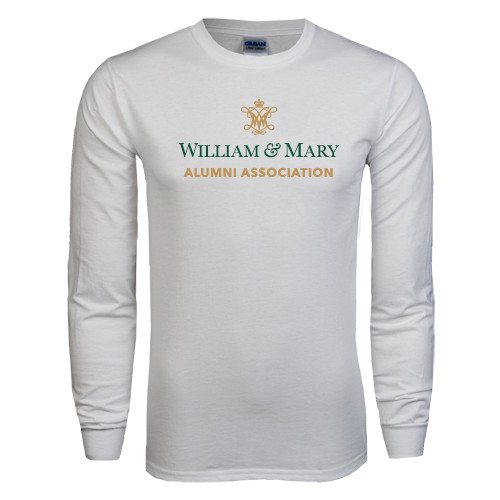  White Long Sleeve T Shirt - Alumni Association Stacked