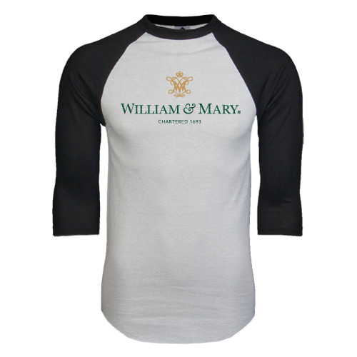  White/Black Raglan Baseball T Shirt - Chartered Logo