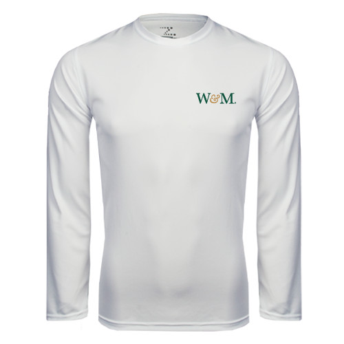  White Performance Long Sleeve Shirt - W&M