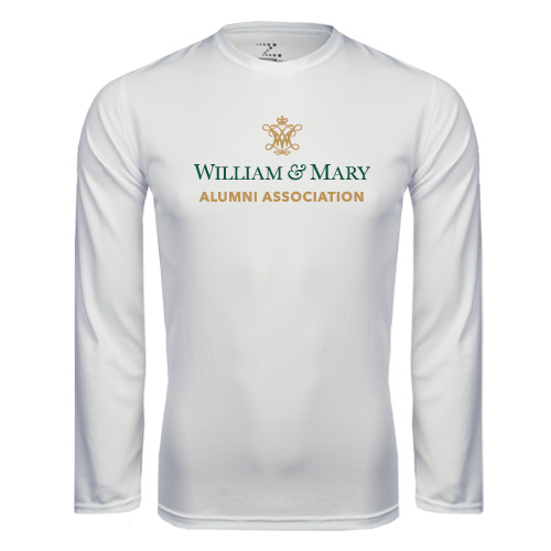  White Performance Long Sleeve Shirt - Alumni Association Stacked