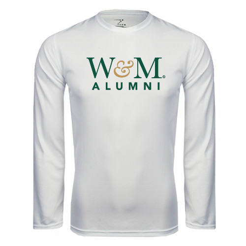 White Performance Long Sleeve Shirt - W&M Alumni