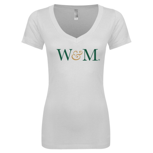  Next Level Womens White Ideal V Tee - W&M