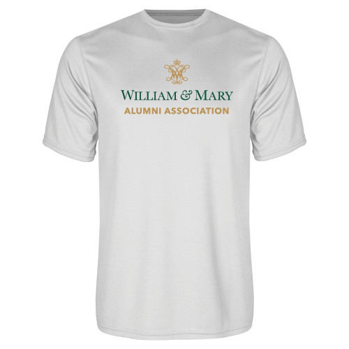  White Performance Tee - Alumni Association Stacked