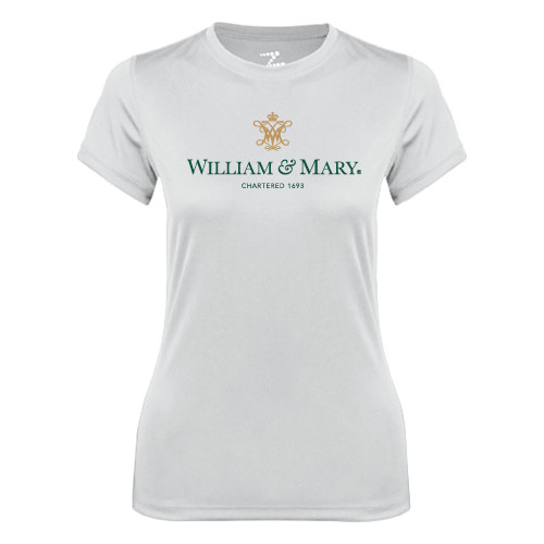  Womens White Performance Tee - Chartered Logo