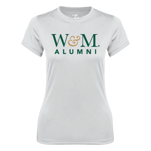  Womens White Performance Tee - W&M Alumni