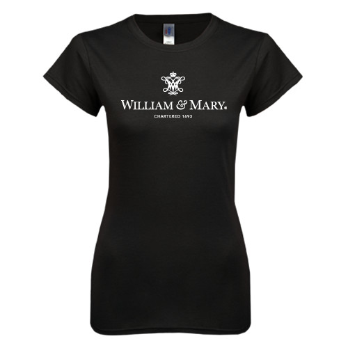  Next Level Womens Black Boyfriend Tee - Chartered Logo