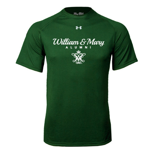  Under Armour Dark Green Tech Tee - William & Mary Script Alumni