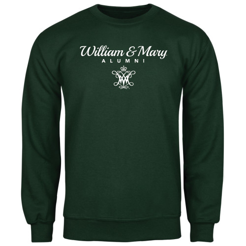  Dark Green Fleece Crew - William & Mary Script Alumni