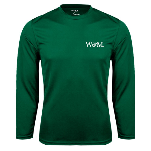  Dark Green Performance Long Sleeve Shirt - W&M