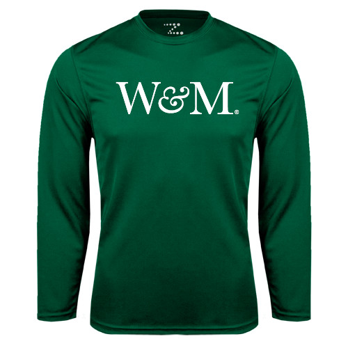  Dark Green Performance Long Sleeve Shirt - W&M