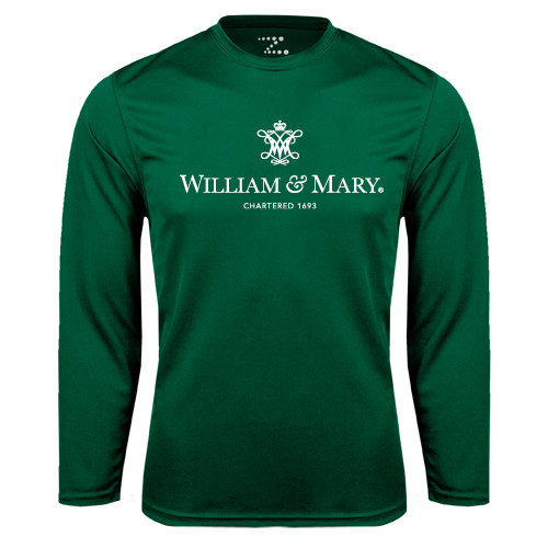  Dark Green Performance Long Sleeve Shirt - Chartered Logo