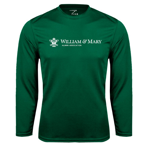  Dark Green Performance Long Sleeve Shirt - Alumni Association Flat